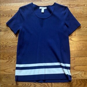 Banana Republic Navy and White Short Sleeve Top